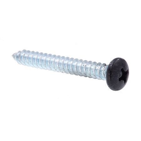 Prime-Line Sheet Metal Screw S-Tap Pan Head Phil Dr No. 10 X 1-1/2in Zinc Pl Steel Black Head 25PK 9155379